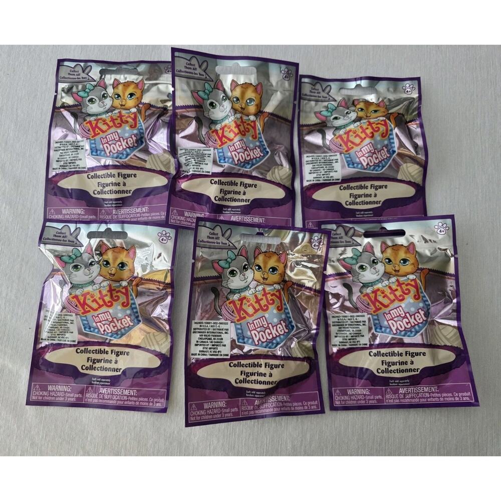 Lot of 6 Sealed Kitty In My Pocket Blind Bags Collectible Cat Toys